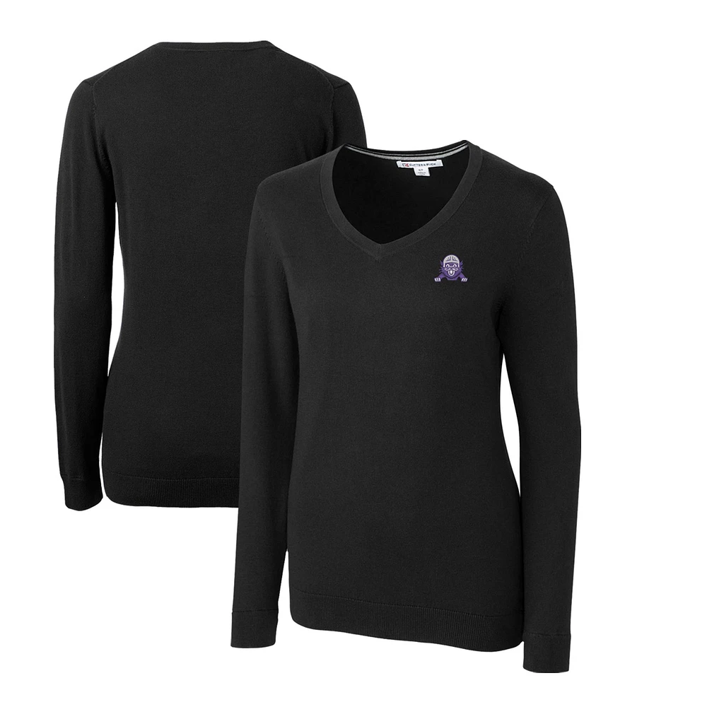 Women's Cutter & Buck Black Northwestern Wildcats Lakemont Tri-Blend V-Neck Pullover Sweater