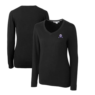 Women's Cutter & Buck Black Northwestern Wildcats Lakemont Tri-Blend V-Neck Pullover Sweater