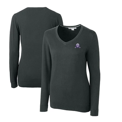 Women's Cutter & Buck Heather Charcoal Northwestern Wildcats Lakemont Tri-Blend V-Neck Pullover Sweater