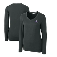Women's Cutter & Buck Heather Charcoal Northwestern Wildcats Lakemont Tri-Blend V-Neck Pullover Sweater
