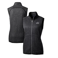 Women's Cutter & Buck Heather Charcoal Old Dominion Monarchs Mainsail Basic Sweater-Knit Full-Zip Vest