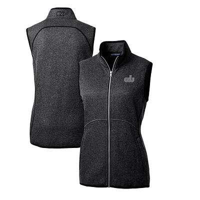 Women's Cutter & Buck Heather Charcoal Old Dominion Monarchs Mainsail Basic Sweater-Knit Full-Zip Vest