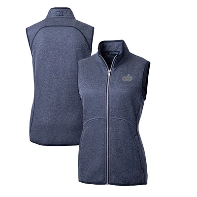 Women's Cutter & Buck Heather Navy Old Dominion Monarchs Mainsail Basic Sweater-Knit Full-Zip Vest