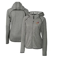 Women's Cutter & Buck Heather Gray Arizona State Sun Devils Mainsail Sweater-Knit Full-Zip Hoodie