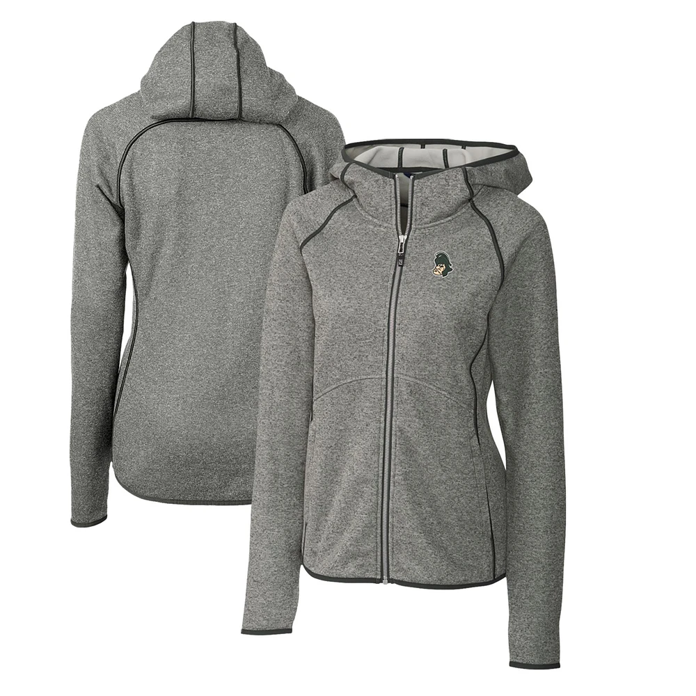 Women's Cutter & Buck Heather Michigan State Spartans Mainsail Sweater-Knit Full-Zip Hoodie