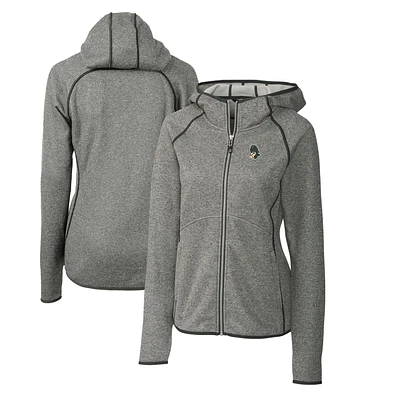 Women's Cutter & Buck Heather Michigan State Spartans Mainsail Sweater-Knit Full-Zip Hoodie