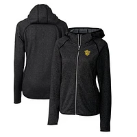 Women's Cutter & Buck Heather Charcoal Missouri Tigers Mainsail Sweater-Knit Full-Zip Hoodie