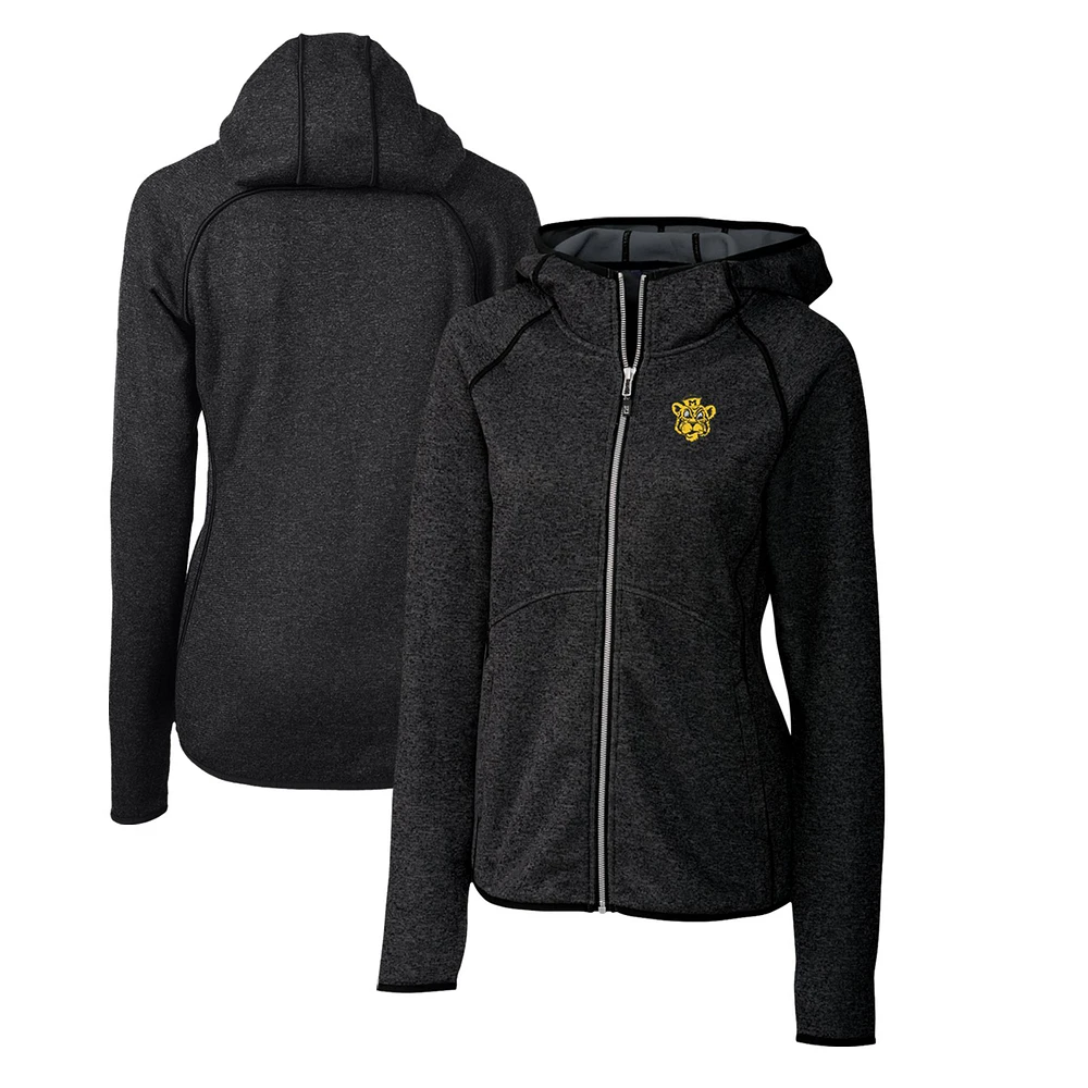 Women's Cutter & Buck Heather Charcoal Missouri Tigers Mainsail Sweater-Knit Full-Zip Hoodie