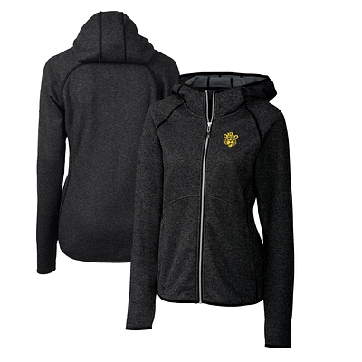 Women's Cutter & Buck Heather Charcoal Missouri Tigers Mainsail Sweater-Knit Full-Zip Hoodie