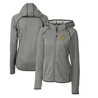 Women's Cutter & Buck Heather Gray Missouri Tigers Mainsail Sweater-Knit Full-Zip Hoodie