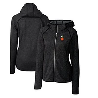 Women's Cutter & Buck Heather Charcoal UCF Knights Mainsail Sweater-Knit Full-Zip Hoodie