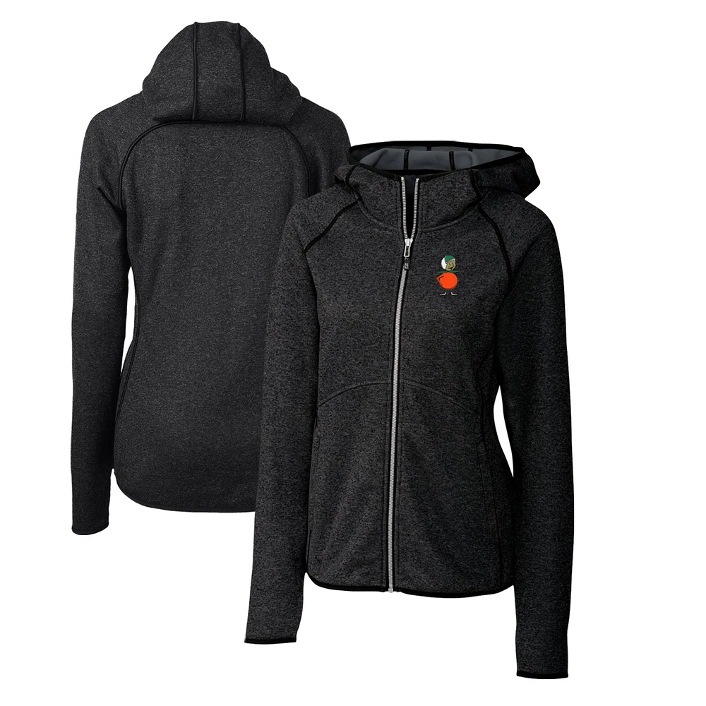 Women's Cutter & Buck Heather Charcoal UCF Knights Mainsail Sweater-Knit Full-Zip Hoodie