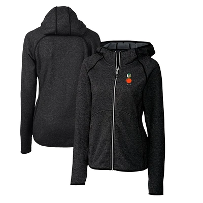 Women's Cutter & Buck Heather Charcoal UCF Knights Mainsail Sweater-Knit Full-Zip Hoodie