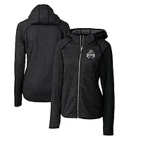 Women's Cutter & Buck Heather Charcoal Utah State Aggies Mainsail Sweater-Knit Full-Zip Hoodie