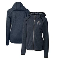 Women's Cutter & Buck Heather Navy Utah State Aggies Mainsail Sweater-Knit Full-Zip Hoodie