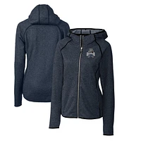 Women's Cutter & Buck Heather Navy Utah State Aggies Mainsail Sweater-Knit Full-Zip Hoodie