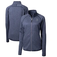 Women's Cutter & Buck Heather Navy Penn State Nittany Lions Mainsail Sweater-Knit Full-Zip Jacket
