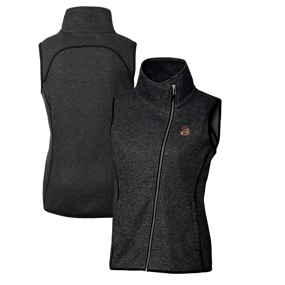 Women's Cutter & Buck Heather Charcoal Oregon State Beavers Mainsail Sweater-Knit Full-Zip Vest