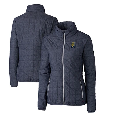 Women's Cutter & Buck Heather Navy FIU Panthers Vault Rainier PrimaLoft Eco Insulated Full-Zip Puffer Jacket