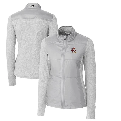 Women's Cutter & Buck Gray Louisville Cardinals Vault Stealth Hybrid Quilted Full-Zip Jacket