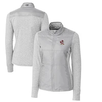 Women's Cutter & Buck Gray Louisville Cardinals Vault Stealth Hybrid Quilted Full-Zip Jacket
