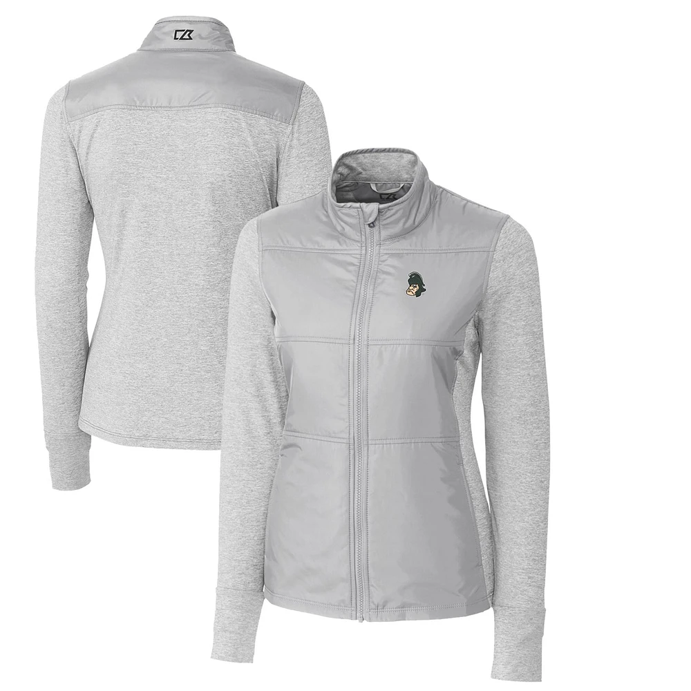 Women's Cutter & Buck Michigan State Spartans Vault Stealth Hybrid Quilted Full-Zip Jacket