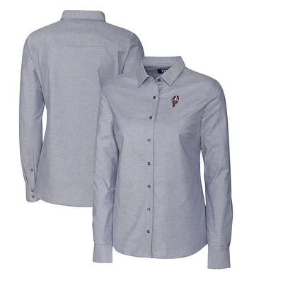 Women's Cutter & Buck Charcoal Ohio State Buckeyes Oxford Stretch Long Sleeve Button-Up Shirt