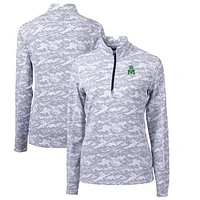 Women's Cutter & Buck Charcoal Marshall Thundering Herd Traverse Camo Print Stretch Quarter-Zip Pullover Top