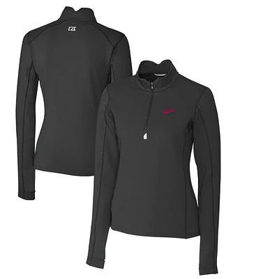 Women's Cutter & Buck Black New Mexico State Aggies Traverse Stretch Quarter-Zip Pullover Top