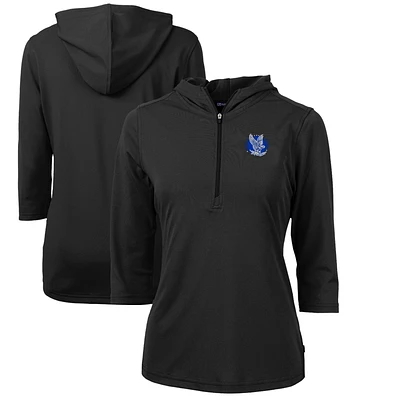 Women's Cutter & Buck Black Air Force Falcons Vault Virtue Eco Pique Recycled Half-Zip Pullover Hoodie
