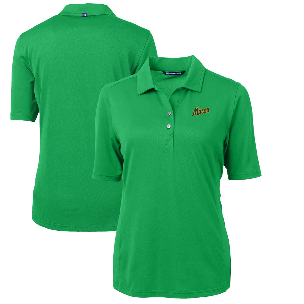 Women's Cutter & Buck Kelly Green George Mason Patriots Team Virtue Eco Pique Recycled Polo