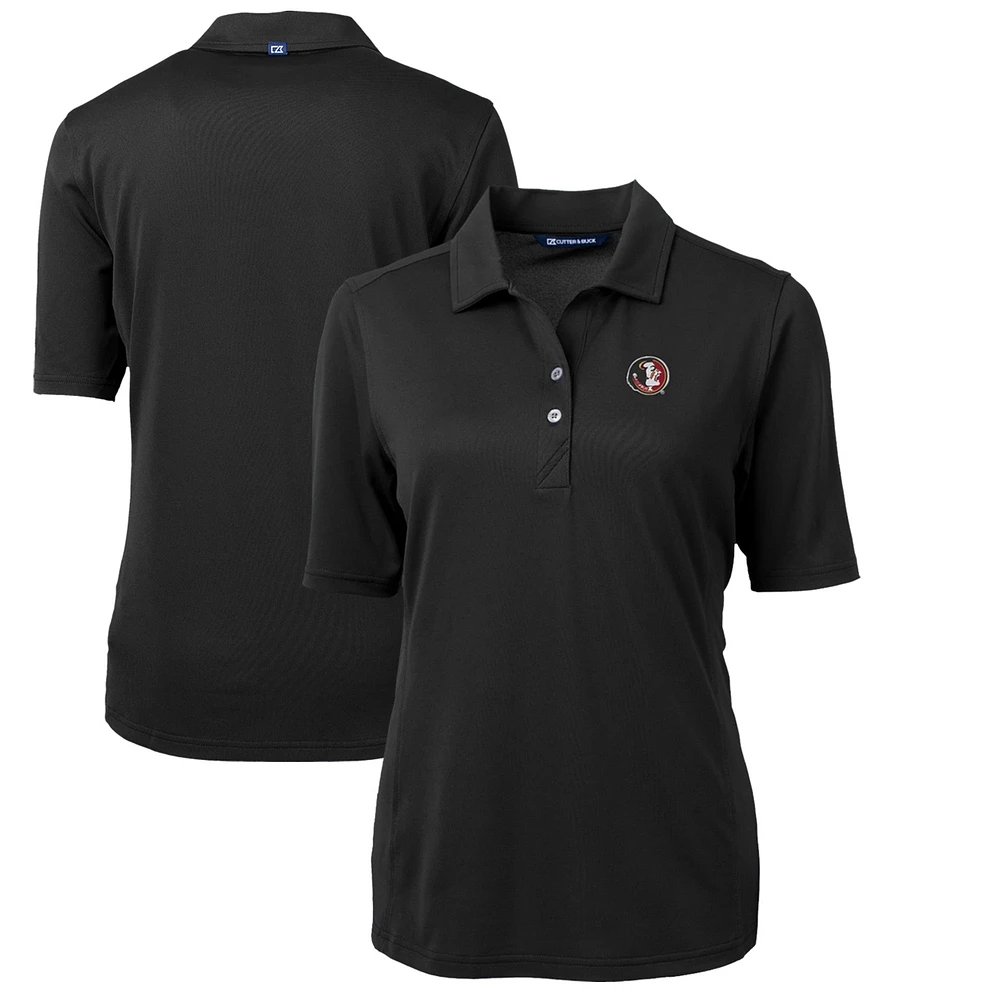 Women's Cutter & Buck Black Florida State Seminoles Team Virtue Eco Pique Recycled Polo