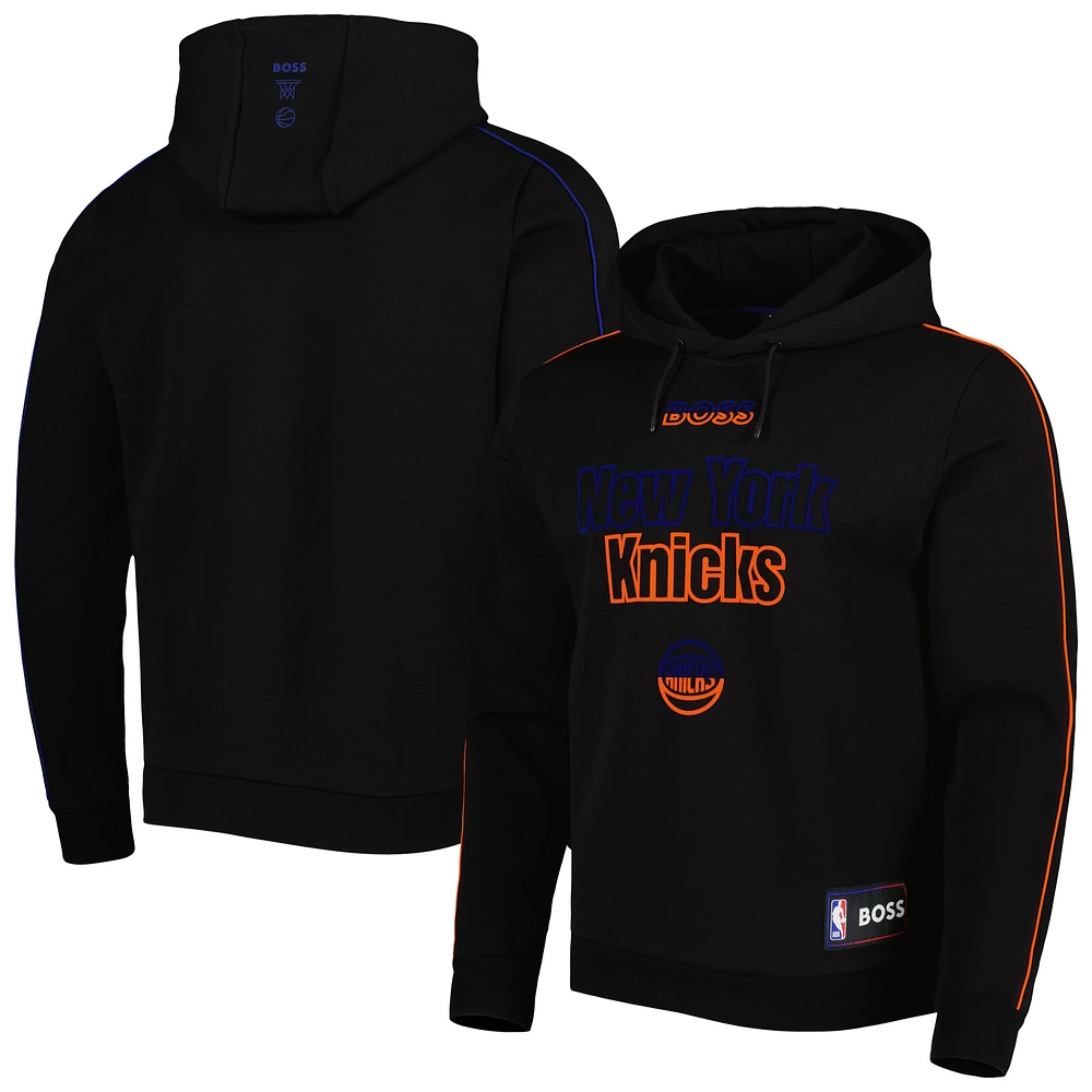 Men's NBA x Hugo Boss Black New York Knicks Team Bounce Tri-Blend Pullover Hoodie