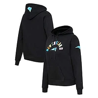 Women's Pro Standard Black New England Patriots Neon Fleece Pullover Hoodie