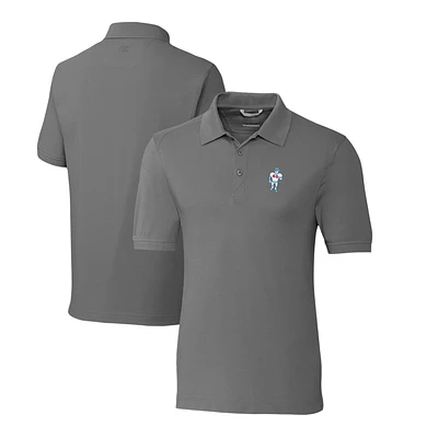 Men's Cutter & Buck Steel Houston Oilers Advantage Tri-Blend Pique Big Tall Throwback Polo