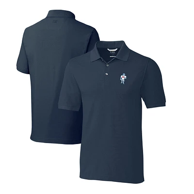 Men's Cutter & Buck Navy Houston Oilers Advantage Tri-Blend Pique Big Tall Throwback Polo