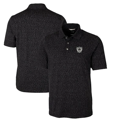 Men's Cutter & Buck Black Las Vegas Raiders Advantage Tri-Blend Space Dye Big Tall Throwback Polo