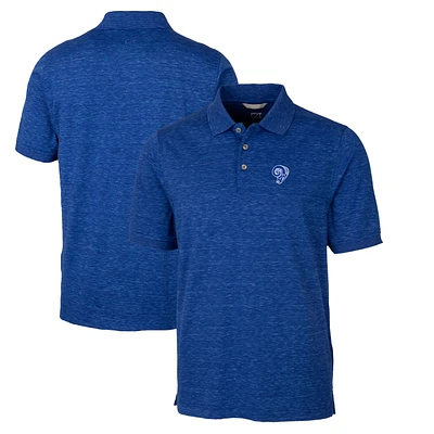 Men's Cutter & Buck Royal Los Angeles Rams Advantage Tri-Blend Space Dye Big & Tall Throwback Polo