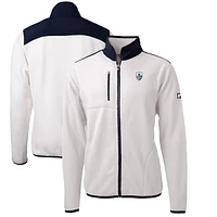 Men's Cutter & Buck White/Navy Los Angeles Chargers Cascade Eco Sherpa Big & Tall Fleece Full-Zip Throwback Jacket