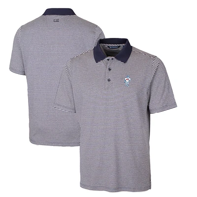 Men's Cutter & Buck Navy Houston Oilers Throwback Logo Big Tall Forge Tonal Stripe Stretch Polo