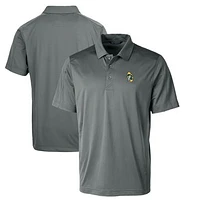Men's Cutter & Buck Steel Green Bay Packers Throwback Logo Big & Tall Prospect Textured Stretch Polo