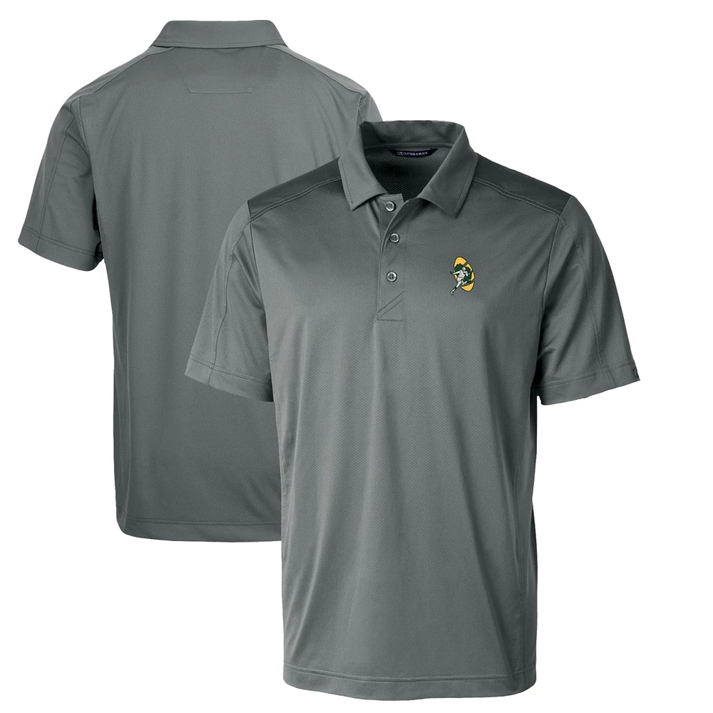 Men's Cutter & Buck Steel Green Bay Packers Throwback Logo Big & Tall Prospect Textured Stretch Polo
