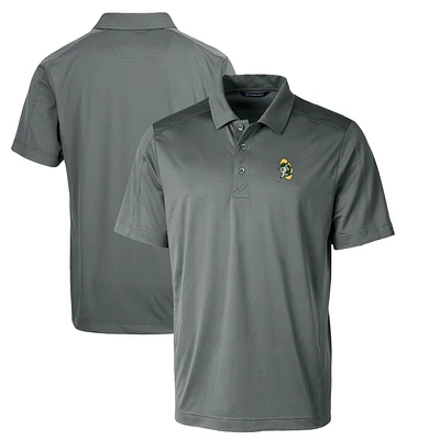Men's Cutter & Buck Steel Green Bay Packers Throwback Logo Big & Tall Prospect Textured Stretch Polo