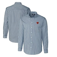 Men's Cutter & Buck Navy Chicago Bears Throwback Logo Easy Care Stretch Gingham Big Tall Long Sleeve Button-Down Shirt
