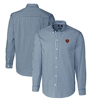 Men's Cutter & Buck Navy Chicago Bears Throwback Logo Easy Care Stretch Gingham Big Tall Long Sleeve Button-Down Shirt