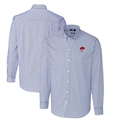 Men's Cutter & Buck Royal Buffalo Bills Throwback Logo Easy Care Stretch Gingham Big & Tall Long Sleeve Button-Down Shirt