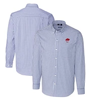Men's Cutter & Buck Royal Buffalo Bills Throwback Logo Easy Care Stretch Gingham Big & Tall Long Sleeve Button-Down Shirt