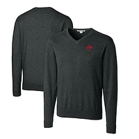 Men's Cutter & Buck Heather Charcoal Buffalo Bills Throwback Logo Lakemont Tri-Blend Big Tall V-Neck Pullover Sweater