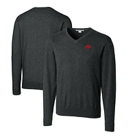 Men's Cutter & Buck Heather Charcoal Buffalo Bills Throwback Logo Lakemont Tri-Blend Big Tall V-Neck Pullover Sweater