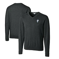Men's Cutter & Buck Heather Charcoal Houston Oilers Throwback Logo Lakemont Tri-Blend Big Tall V-Neck Pullover Sweater